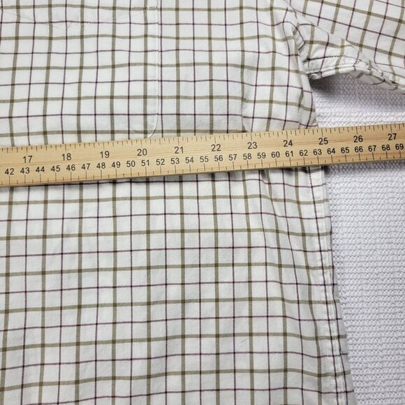 Barbour Shirt\ Men's‎ 3XL\ Long Sleeve\ Corduroy\ Trim Button Down\ White\ Plaid - Picture 8 of 11